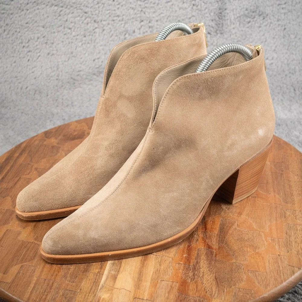 Vince Light Straw Suede‎ Leather Havana Bootie Size 7.5 M